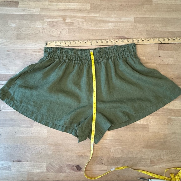NWT by ANTHROPOLOGIE The Somerset Linen Shorts High Rise Olive Green Women's XL - Picture 5 of 9
